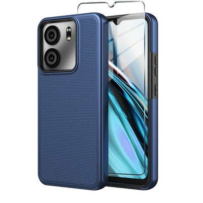 Mocotto for BLU View 5 Phone Case with Tempered Glass Screen Blue 