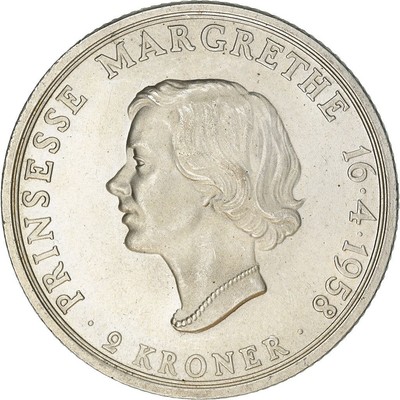 Denmark | 2 Kroner Coin | Frederik IX | Margrethe | KM:845 | 1958