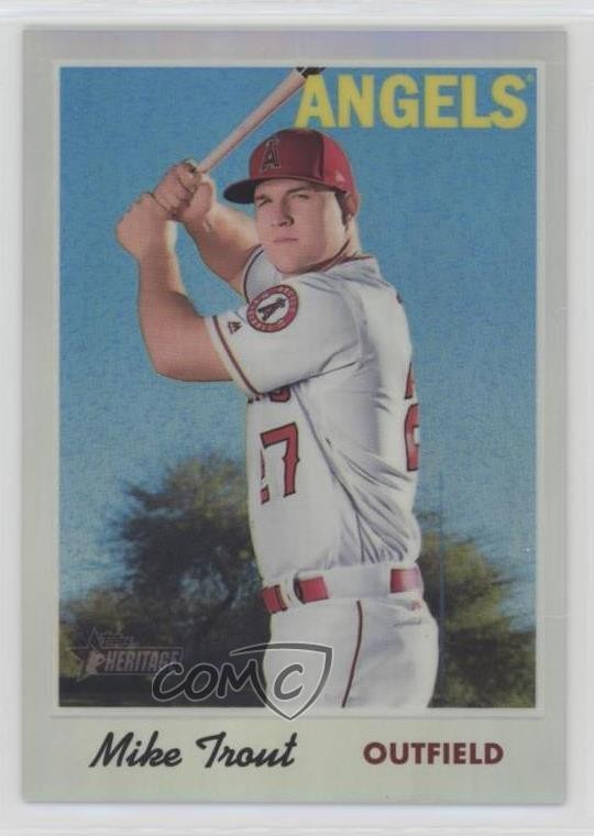 2019 Topps Heritage Chrome Refractor 402/570 Mike Trout #THC-485 0o84