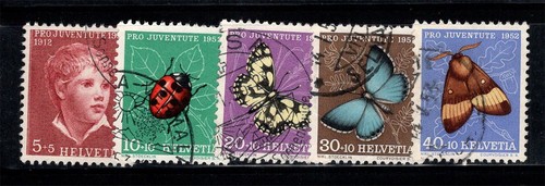 Schweiz 1952 Mi. 575-579 gebraucht 100% Pro Juventute, Schmetterlinge, berühmte Figuren