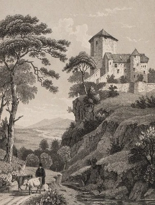 Nach ROGER (19.Jhd), Schloss bei Hohenems, Sst. Romantik Landschaft 1850-1899 - Bild 1 von 4