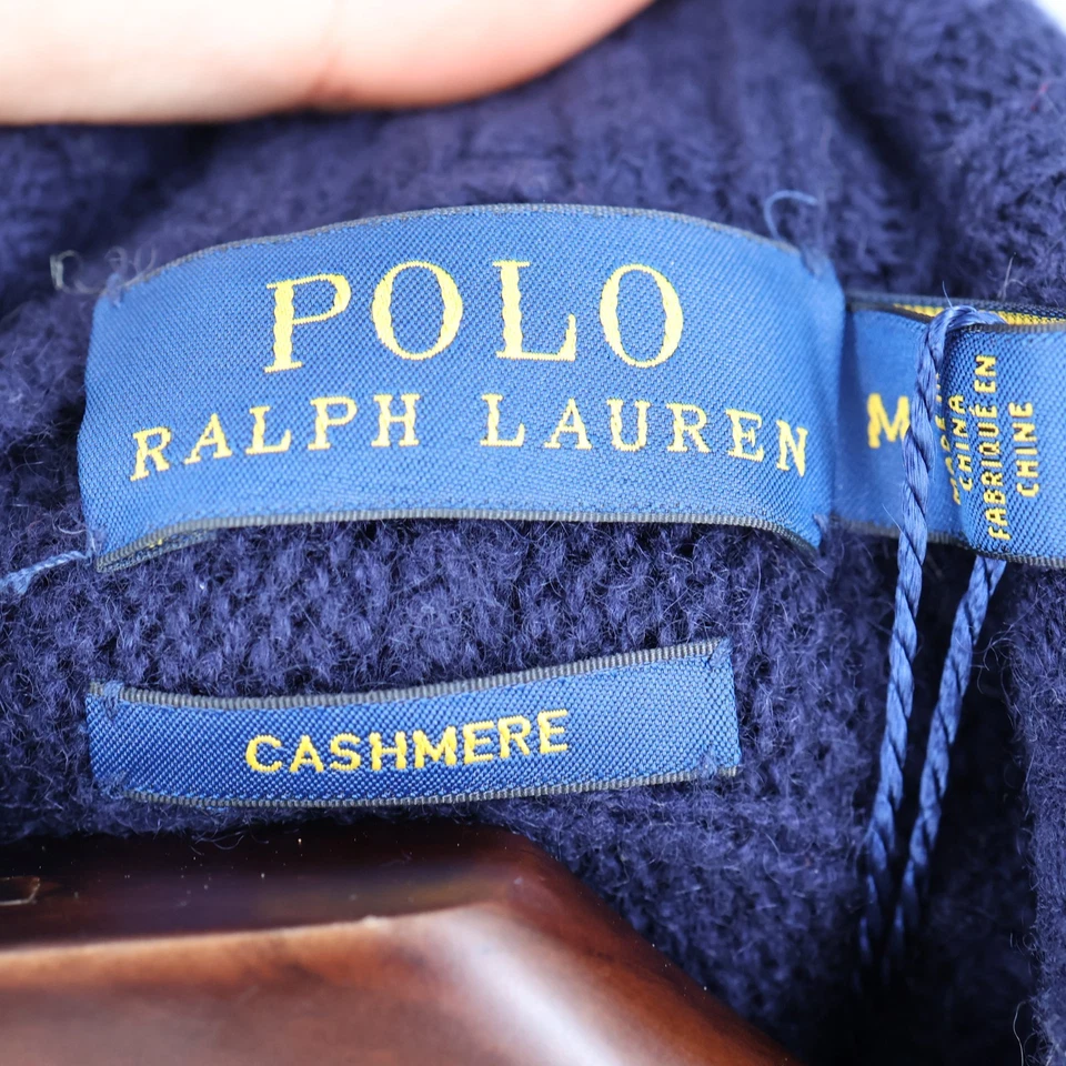 LEER Polo Ralph Lauren Azul Marino Cachemira Cable Tejido Abierto Cárdigan Suéter 6/M Foto 3 de 4