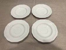 (4) NEW MIKASA ULTIMA + SUPER STRONG FINE CHINA HK 400 ANTIQUE WHITE TEA SAUCERS
