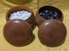 Clam Go Stones Size28 made in Hyuga with Go Bowls Igo Japan