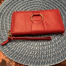 CYNTHIA ROWLEY Genuine Leather Red Wristlet Or In Bag Wallet