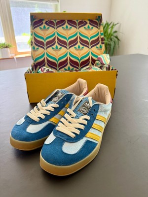 NEW GUCCI x Adidas GAZELLE Sneakers Light Blue Suede, Size 8. Made in Italy