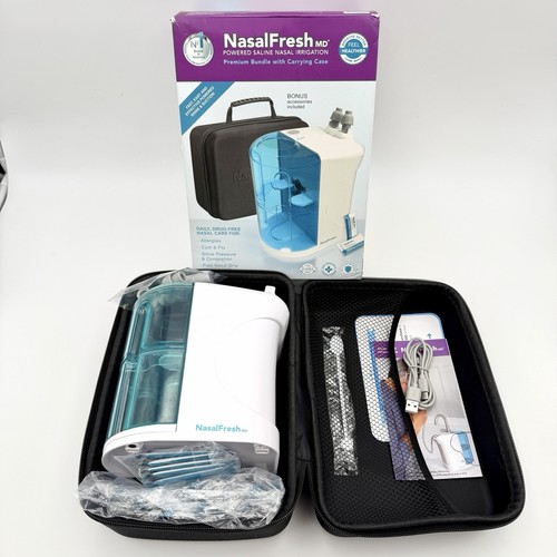 NasalFresh MD Powered Saline Nasal Irrigation & Carrying Case + 40 Salt Packs