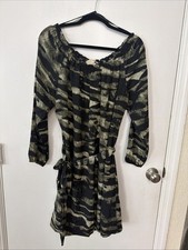 Michael Kors Women's Quarter Sleeve Dress Flowy With Mid Tie Size L