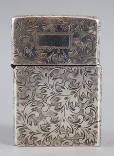 Tanque encendedor ZIPPO 1997 vintage estuche de plata esterlina hoja de desplazamiento grabado SIN USAR