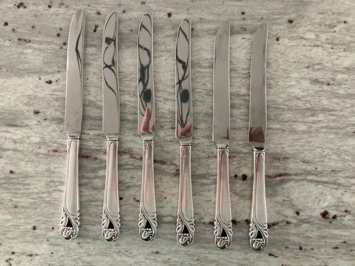 Set 6 International Sterling Spring Glory, 9.5” Knives 365 grams, no mono 1943