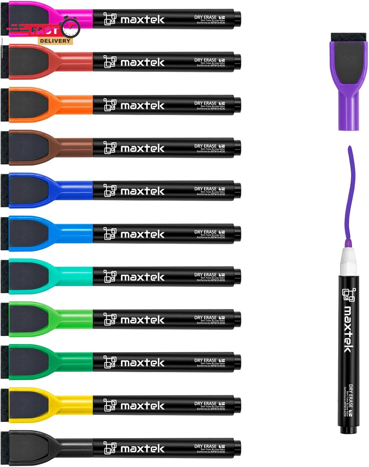 - 12 Count Colorful Fine Tip Dry Erase Marker