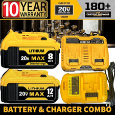 2Pack For DeWalt 20V 20 Volt Max XR 12.0AH Lithium Battery DCB206-2 / Charger