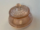 Pink Depression Glass Ballerina Cameo Miniature Toy Vanity Jar 2pc 2.75" Mosser