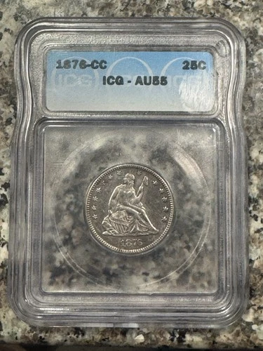 1876-CC Seated Liberty Quarter 25c *ICG AU 55*