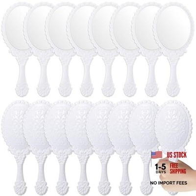16 Pcs Vintage Handheld Mirror Set - Elegant White Princess Mirror with 