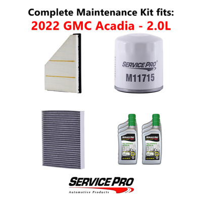 2022 GMC Acadia 2.0L Complete Air, Oil & Cabin Filter Kit (0W-20)