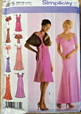 Simplicity 4875 Misses' Dress in Two Lengths Knee/Ankle & Capelet 4-6-8-10