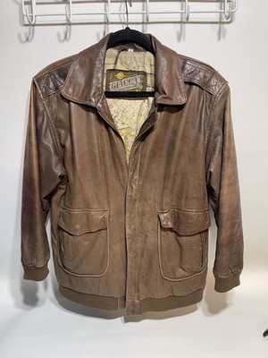 GIACCO Vintage Leather Bommer Flight Jacket Y2K Brown
