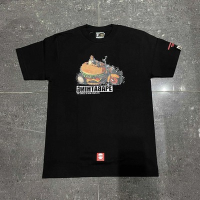 A Bathing Ape 1990s Hamburger Bike Tee M Black Unused Streetwear