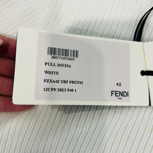 Fendi NEW Ribbed Top White Size 42 Short Sleeve Stretch AU/UK 10 US 6 Designer - Picture 5 of 14