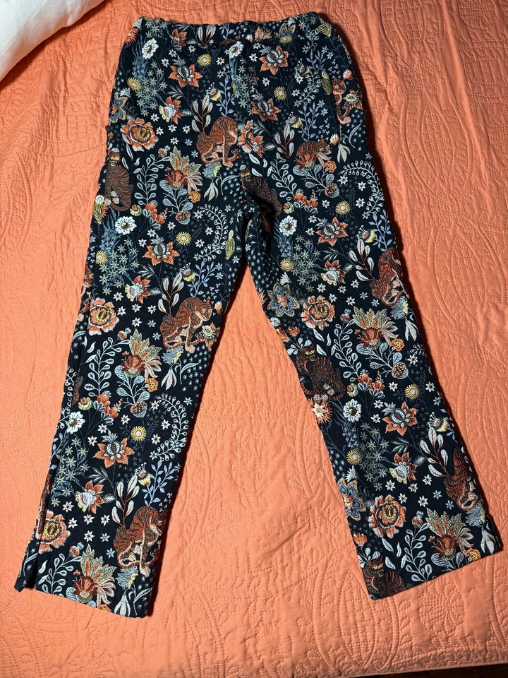 ZARA Unisex Floral Tiger Print Pants Elastic Waist Casual Long Trousers Size 31 - Image 2 of 4