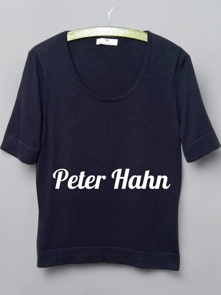 Women Peter Hahn Sweater Navy Knit 38 #C7ZZ