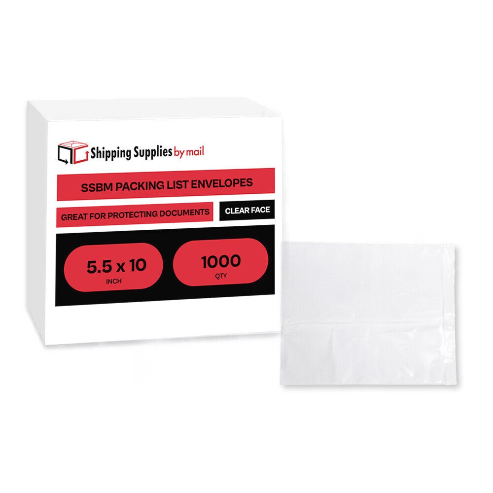 1000 5.5" x 10" Self-Adhesive Clear Packing List Shipping Labels Envelopes Pouch