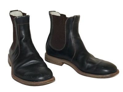 Vintage FAUSTO SANTINI Black Leather Chelsea Boots EUR 40