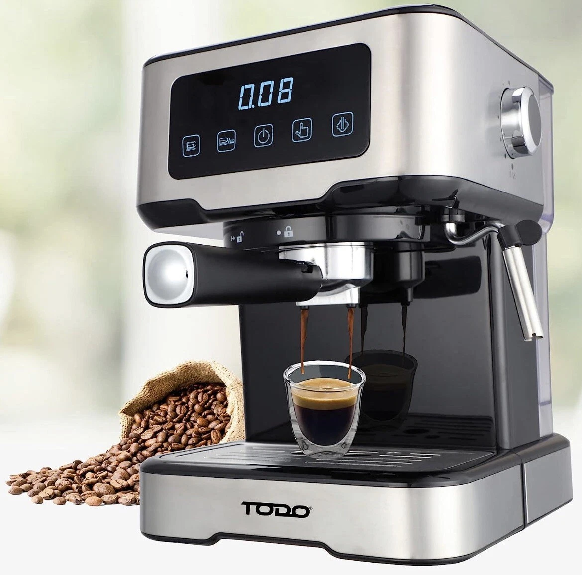 TODO LED TOUCH Espresso Coffee Machine Maker Automatic Touch Display 15 Bar...