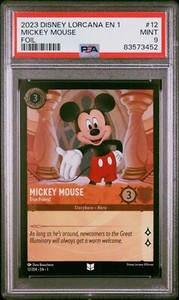 Disney Lorcana MICKEY MOUSE True Friend 12/204 *FOIL* Uncommon PSA 9 MINT