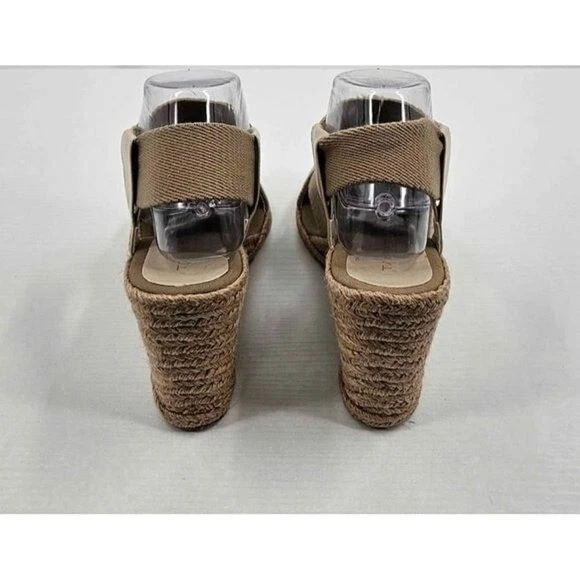 Tahari Espadrille Tan Wedge Sandals Elastic Straps Made in Spain Sz 10 - Image 4 of 4
