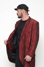 Yohji Yamamoto Archive Vintage Men's Red Rayon Blazer Jacket Sz M Made in Japan