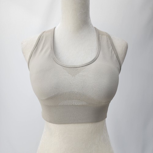 Neu Fauyslag Damen mittelgroßer Racerback Sport-BH taupe beige abnehmbare Tassen - Bild 3 von 10