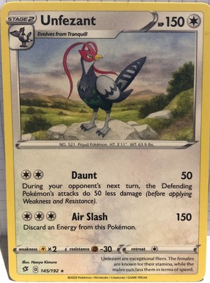 145 192 Unfezant Rare Card Pokemon Tcg Sword Shield Rebel Clash Swsh02 Ebay