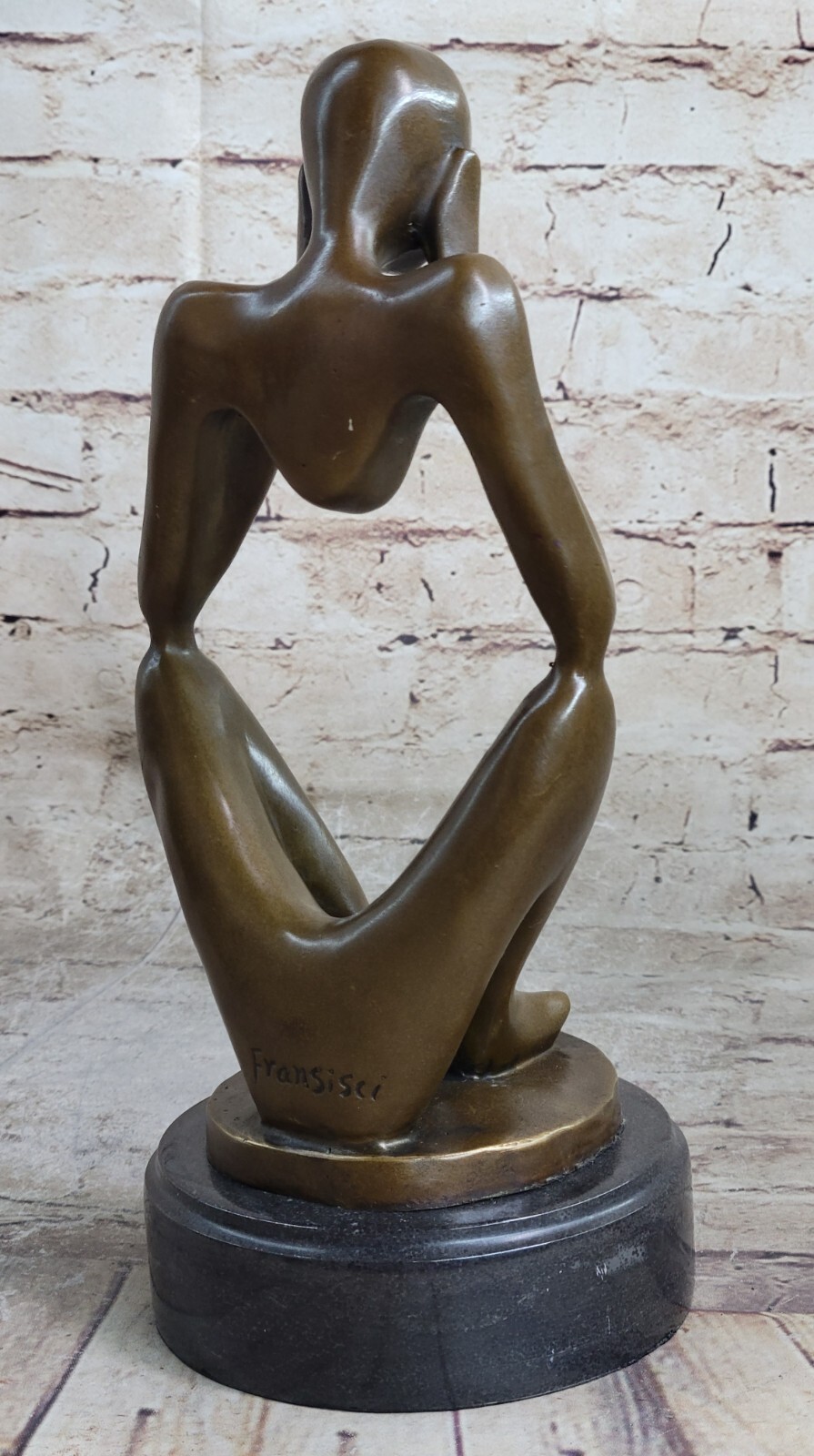 "Not Listening" Modern Art Signed Lost Wax Bronze Casting Mounted on Marble Base