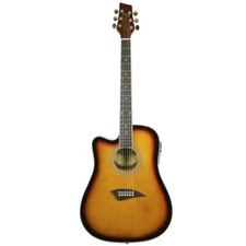 Kona K2 Series Left Handed Thin Body Acoustic Electric Guitar Sunburst K2LTSB