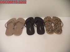 Old Navy Women Leopard Print Black Beige 3 Pack Flip-Flop Sandals 6 500073554528