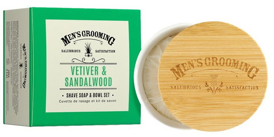 VETIVER & SANDALWOOD Rasierseife Keramikschale - THE SCOTTISH FINE SOAPS COMPANY