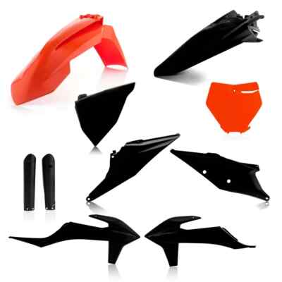 KTM 125-250-350-450 2019-2022 Acerbis Komplett Plastik Kit - Orange in Schwarz
