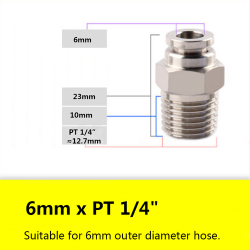 Stainless Steel Straight Pneumatic Hose Connectors 4-16mm Push-in x Male Thread - Picture 12 of 29