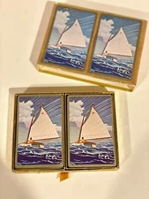 Vintage Congress Playing Cards with Felted Case - Classic Sailing Design