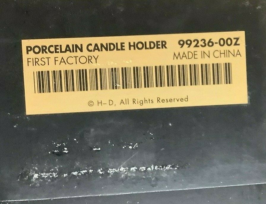 HARLEY DAVIDSON FIRST FACTORY PORCELAIN CANDLE HOLDER (99236 HARLEY DAVIDSON FIRST FACTORY PORCELAIN CANDLE HOLDER (99236