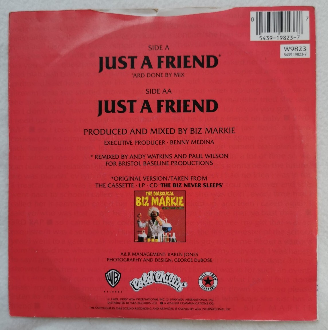 UK Orig 7インチ Biz Markie Just A Friend Biz Markie – Just A Friend – Cassette (SR, Dolby HX Pro, B