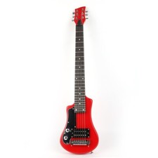Left Hand Electric trave guitar mini portable maple neck with gigbag red color