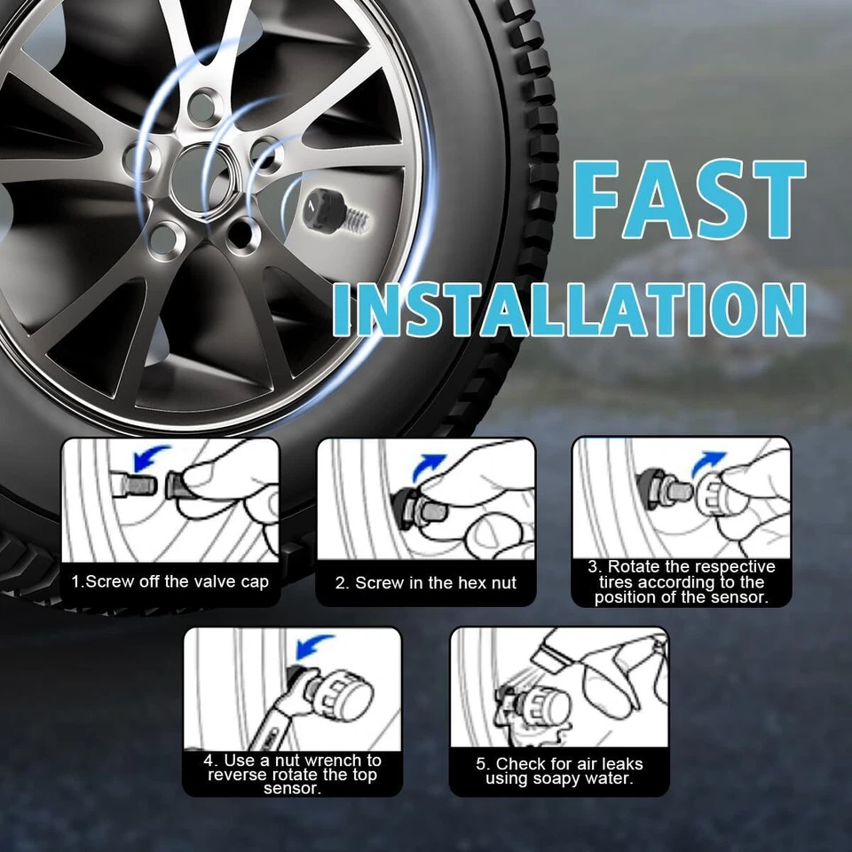 Tire Pressure Monitoring System Wireless with 6 External Sensors & 5 Alarm Modes Foto 4 de 4