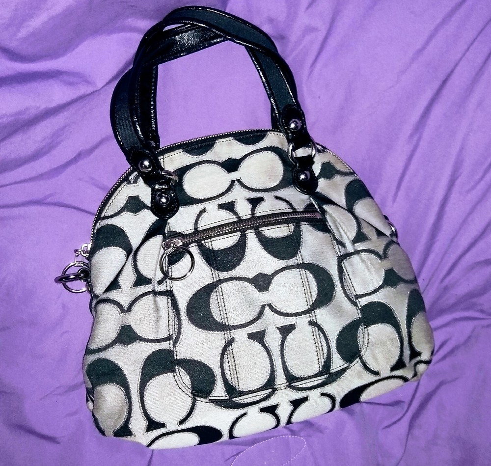 COACH AUTHENTIC Poppy Metallic Signature Foldover Shoulder Handbag E2980