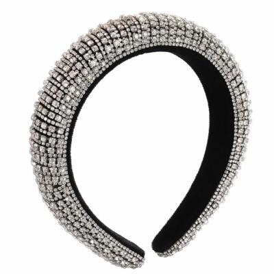 Women Rhinestone Headband Bling Padded Baroque Crystal Fashion Hair Band Party 
