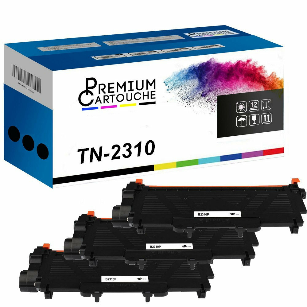 Toner TN-2310 Noir Compatible Brother Haute Précision pour Textes Nets x3