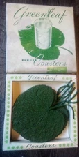 Vintage Greenleaf Rubber Green Leaf Shaped Coasters  Set of 8