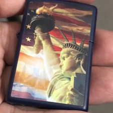 Zippo Statue of Liberty and Flag Lighter, Navy Matte NEW IN BOX